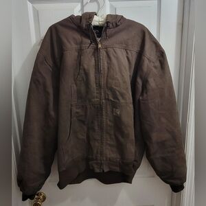 Y2K Vintage J318 Dark Brown Carhartt Canvase Hoodie Jacket Quilted Normcore 2XL